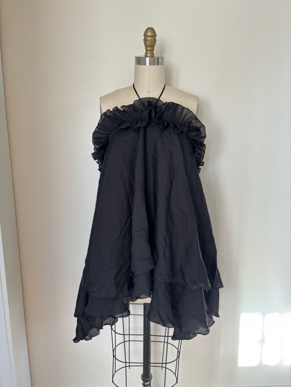 C Black Ruffled Halter Camisole